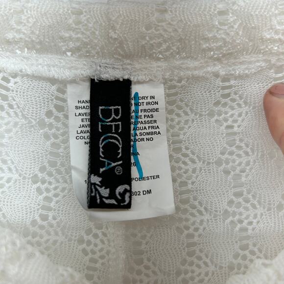 BECCA Neutral White Boho Sheer Lace Crochet Cover Up Pants Large Beach Vacation - Picture 5 of 6